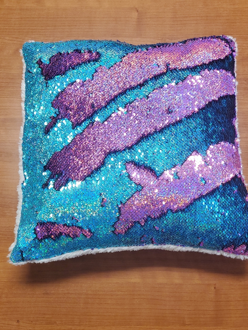 Reversible Sequin Decorative Pillow - Teal & Purple